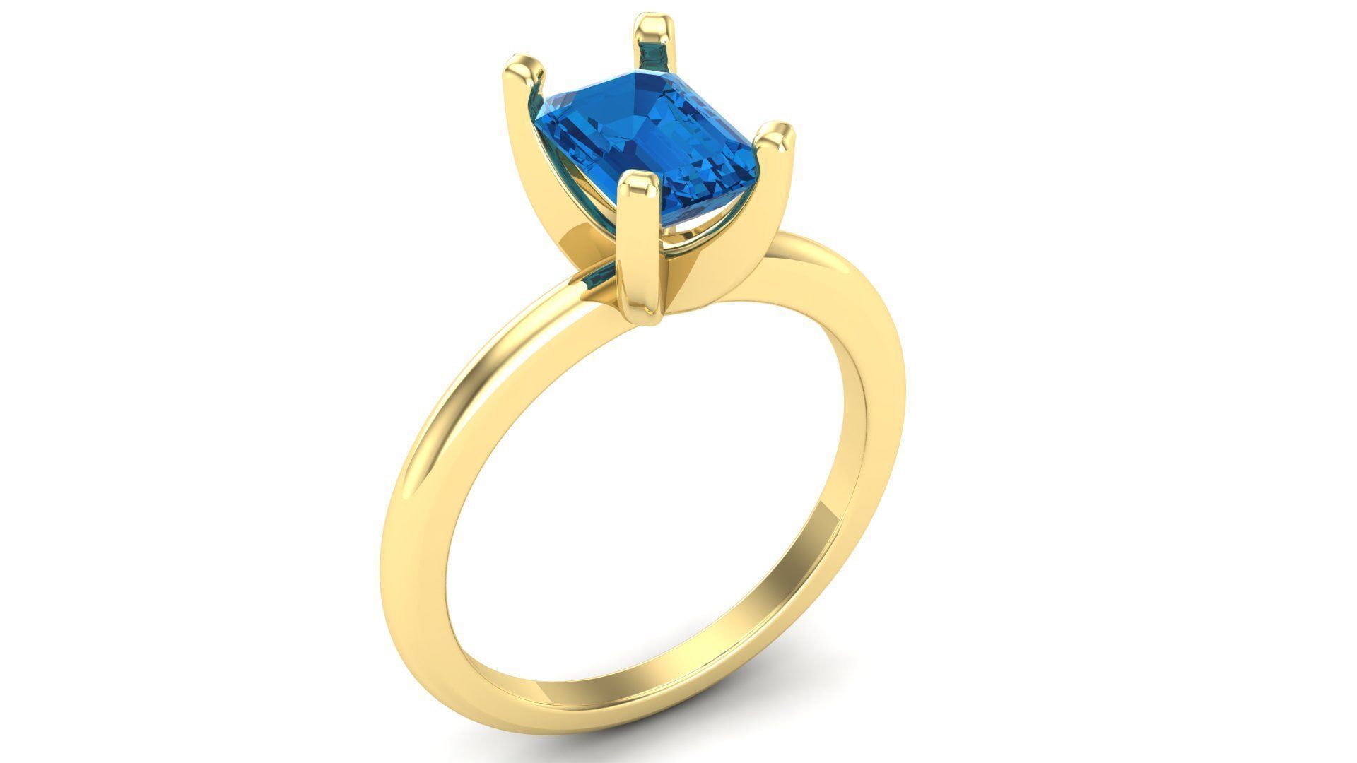 3DM Format Solitaire rectangle cut ring 3D print model_2