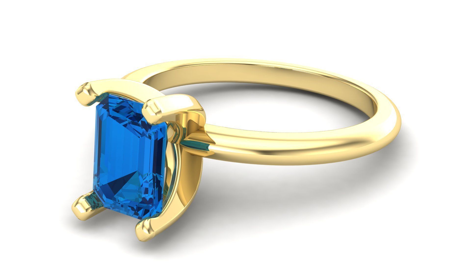 3DM Format Solitaire rectangle cut ring 3D print model_6
