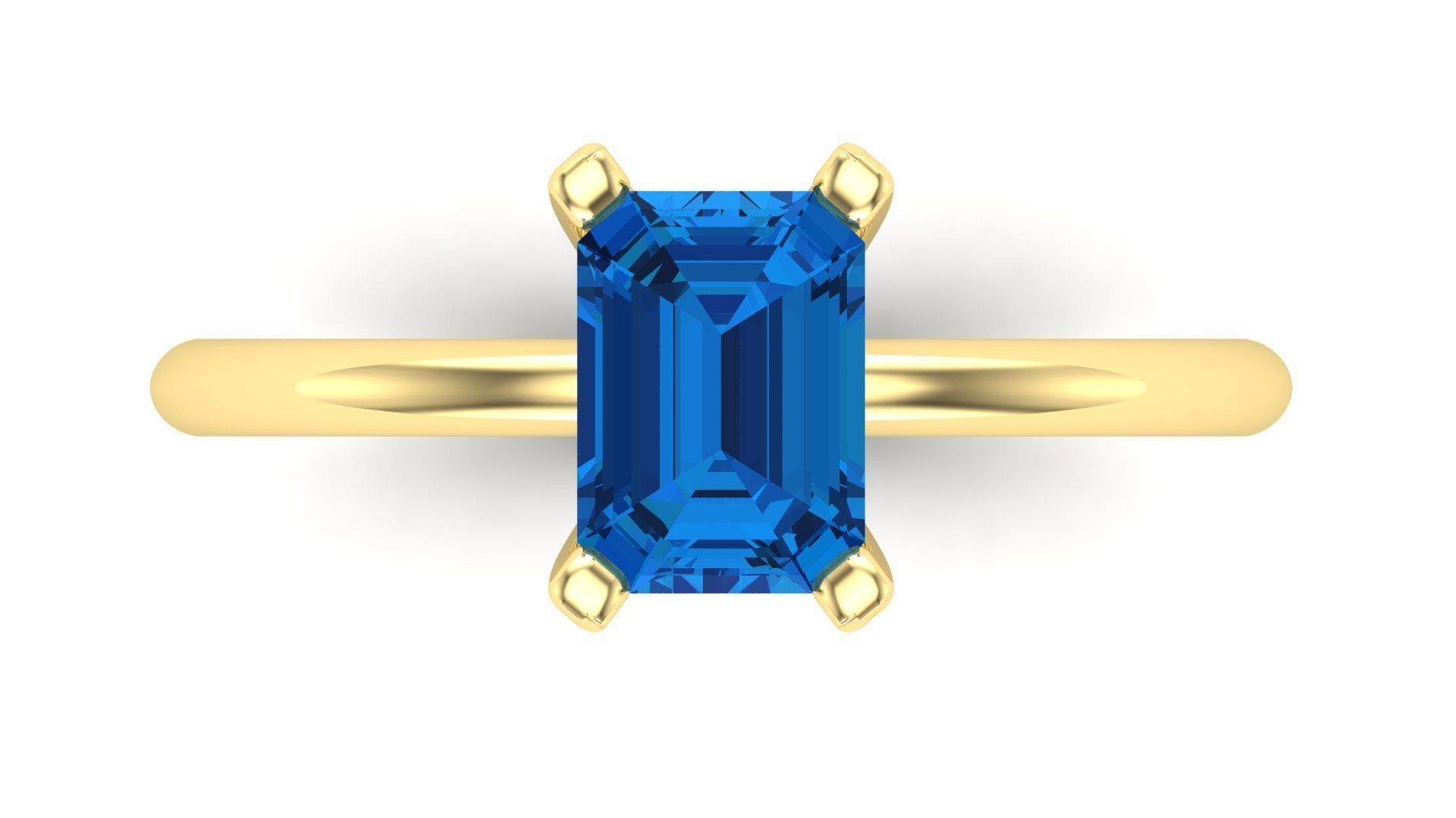 3DM Format Solitaire rectangle cut ring 3D print model_3