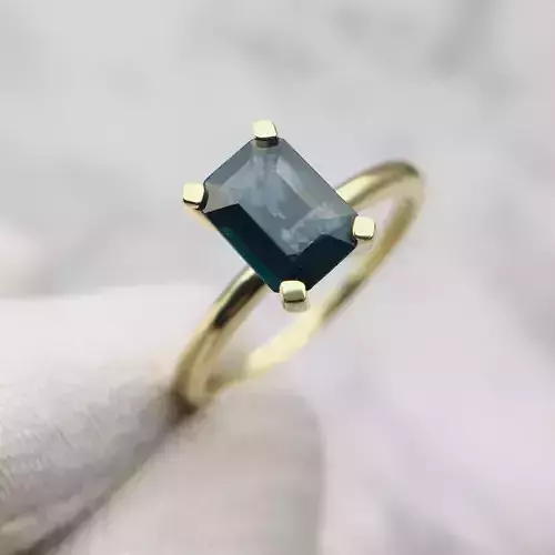 3DM Format Solitaire rectangle cut ring 3D print model