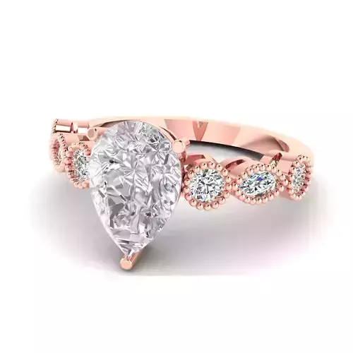 3DM Format Pear cut wedding ring for women