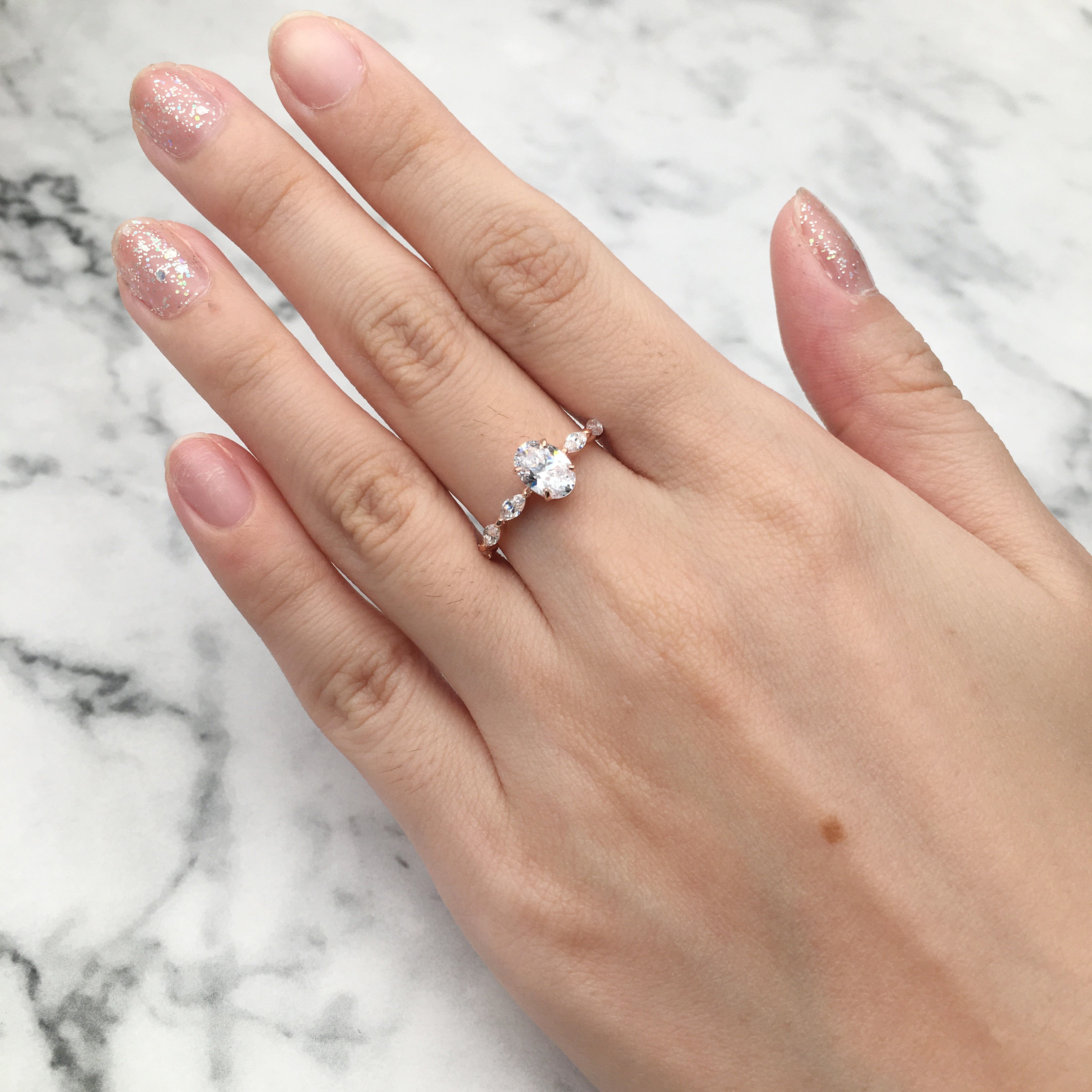 3DM Format Oval cut diamond wedding ring 3D print model_3