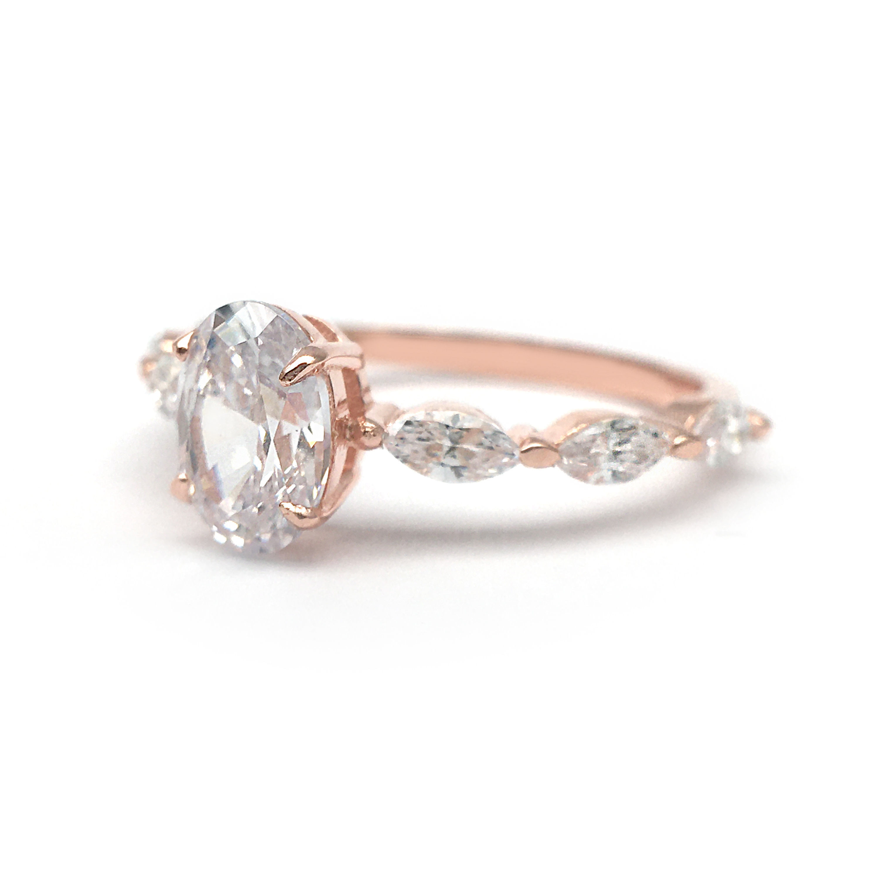 3DM Format Oval cut diamond wedding ring 3D print model_1