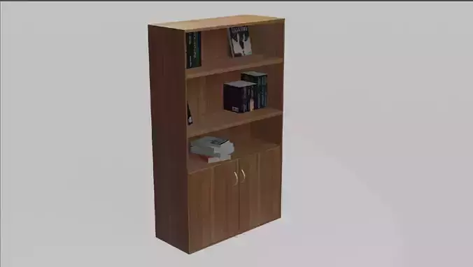 Bookcase 3D model wooden with books
