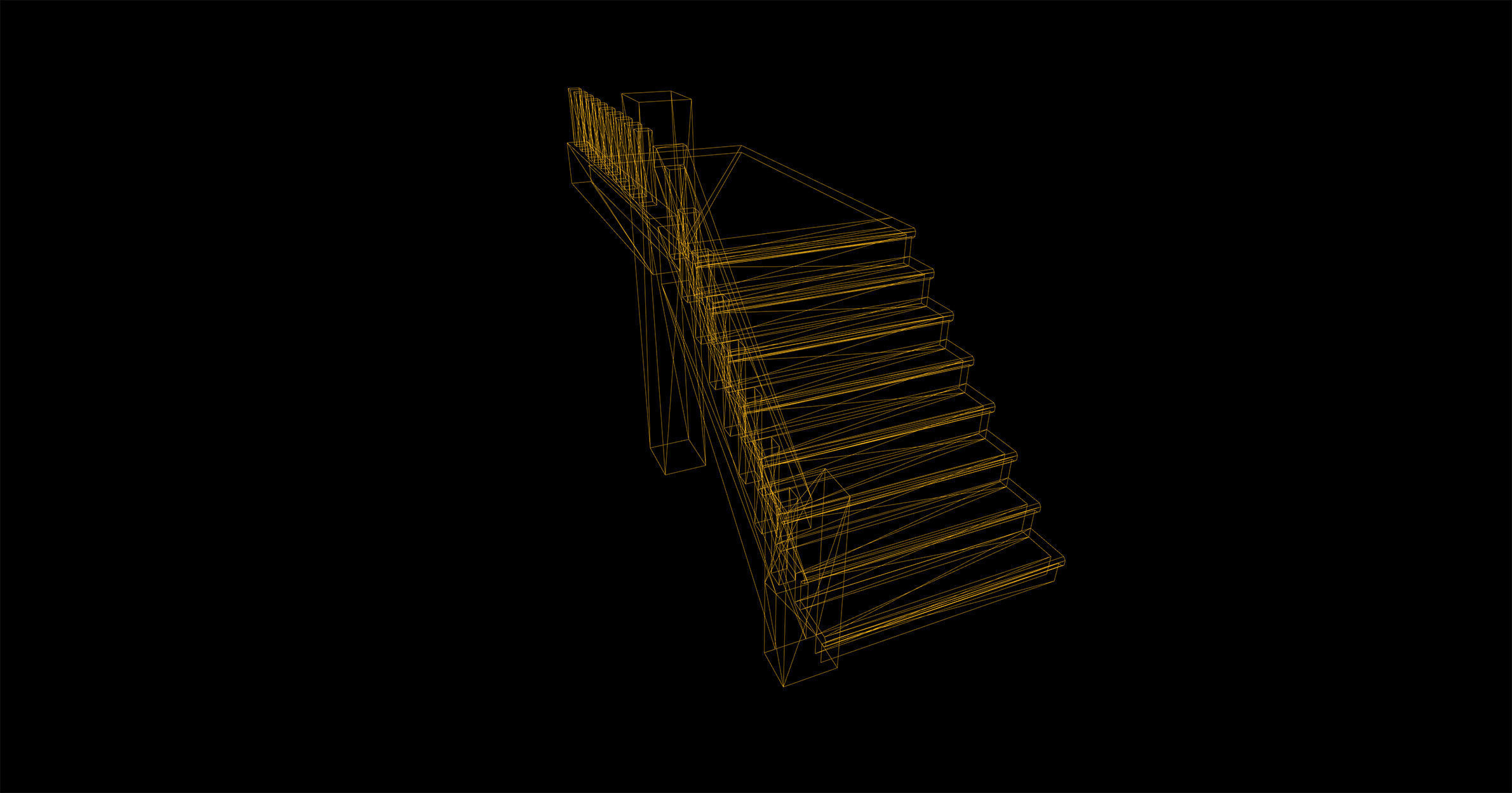 Stairs Game Ready wooden staircase Low-poly 3D model_4