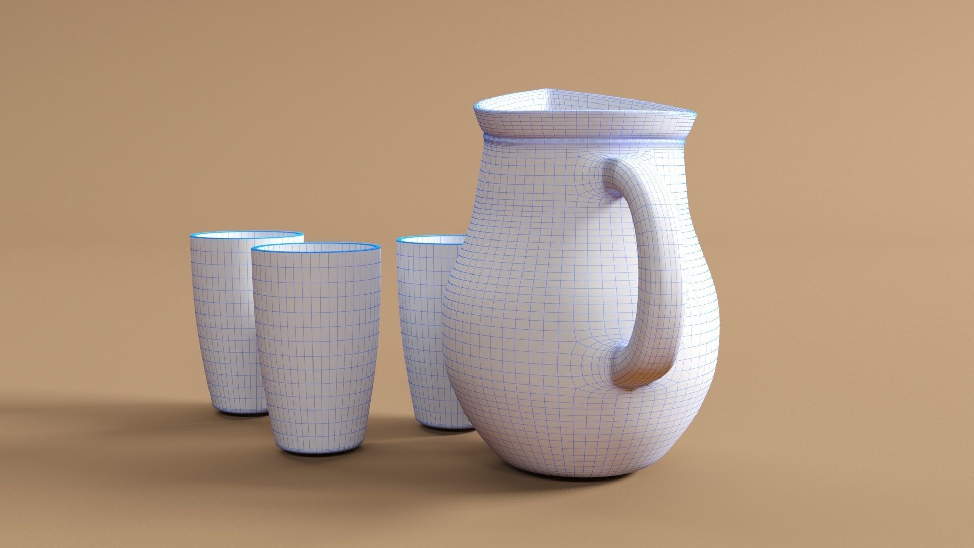 Jug and glasses with milk 3D model_5