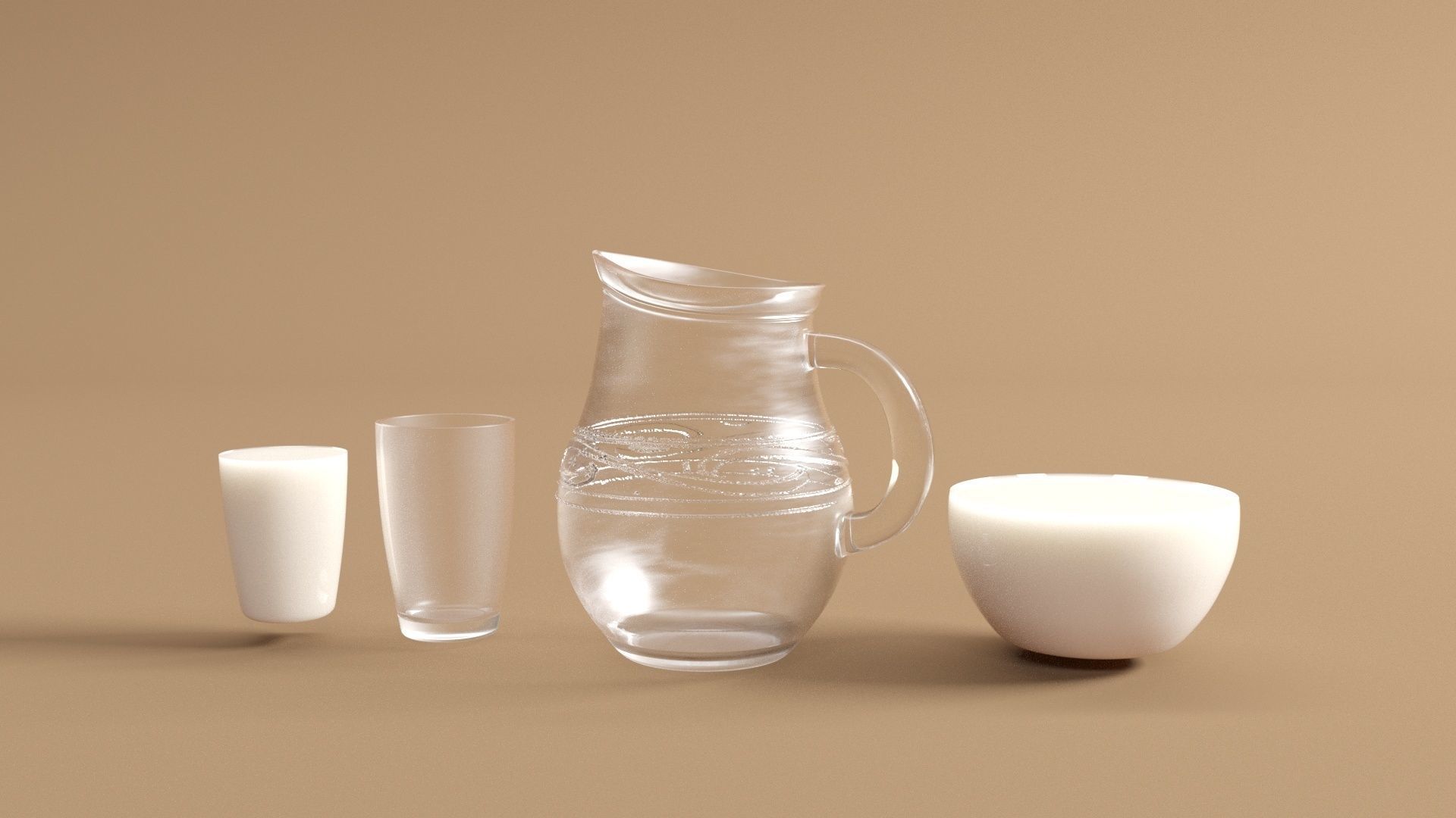 Jug and glasses with milk 3D model_3