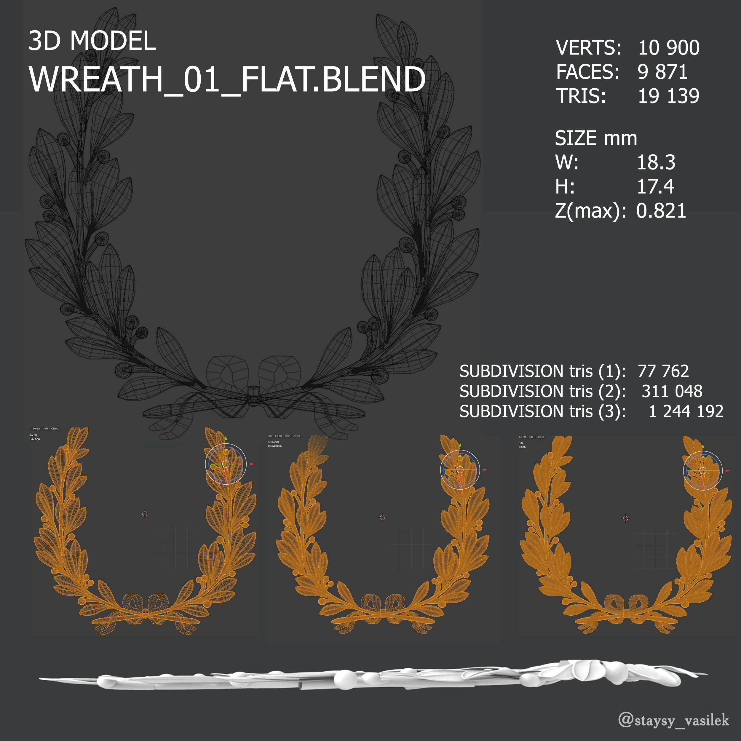 Wreath 3D print model_2