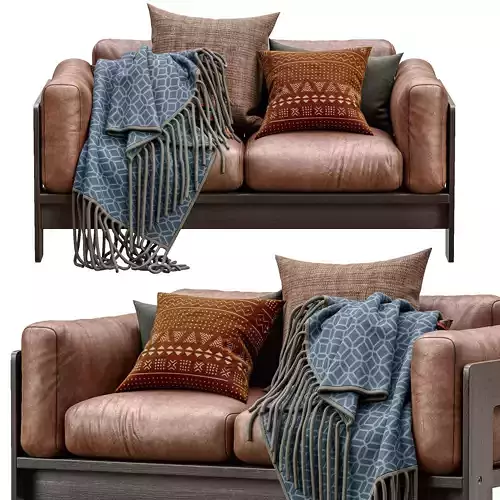 Leather sofa Bastiano petite settee by Knoll  3D model