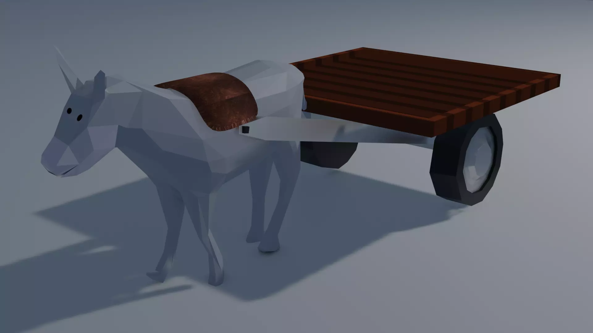 Donkey Cart Low-poly 3D model riggied game-ready animated Low-poly 3D model