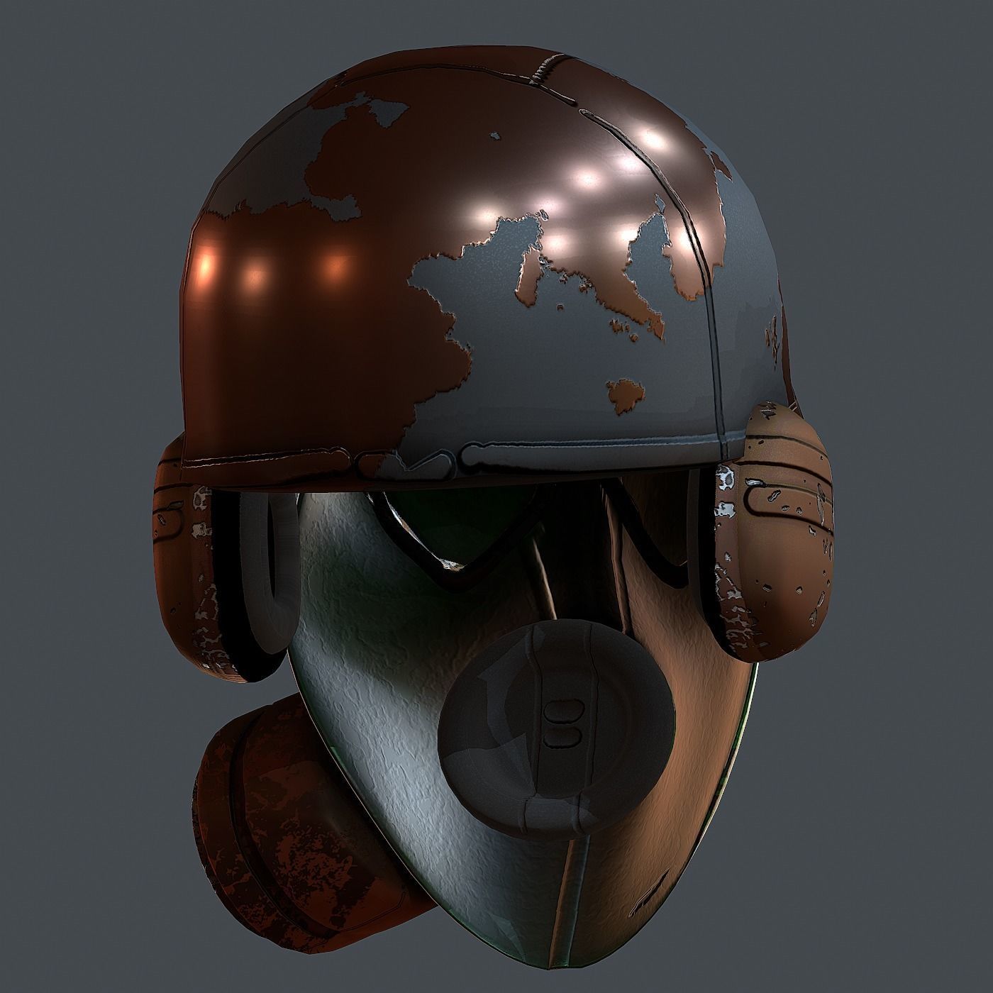 Gas mask helmet 3d model scifi Low-poly Low-poly 3D model_4