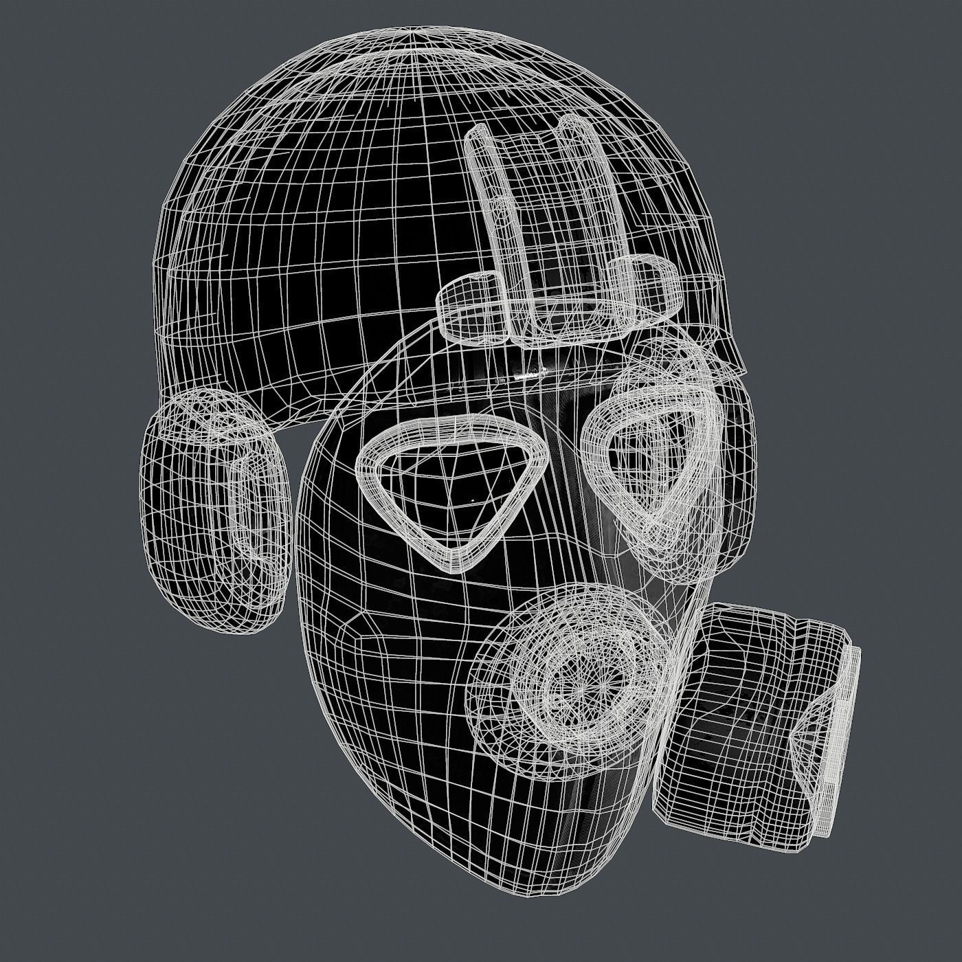 Gas mask helmet 3d model scifi Low-poly Low-poly 3D model_9