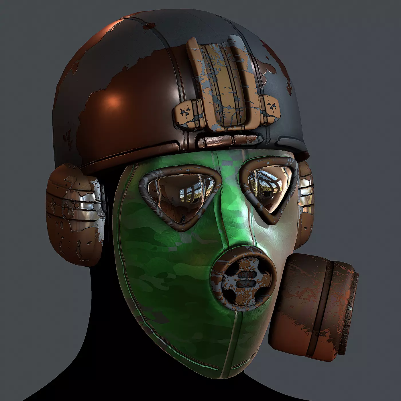 Gas mask helmet 3d model scifi Low-poly Low-poly 3D model_0