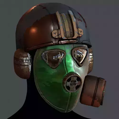 Gas mask helmet 3d model scifi Low-poly 