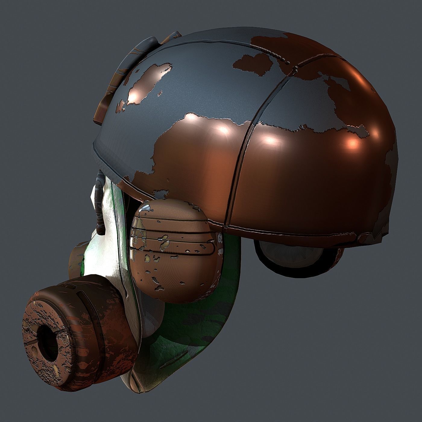 Gas mask helmet 3d model scifi Low-poly Low-poly 3D model_5