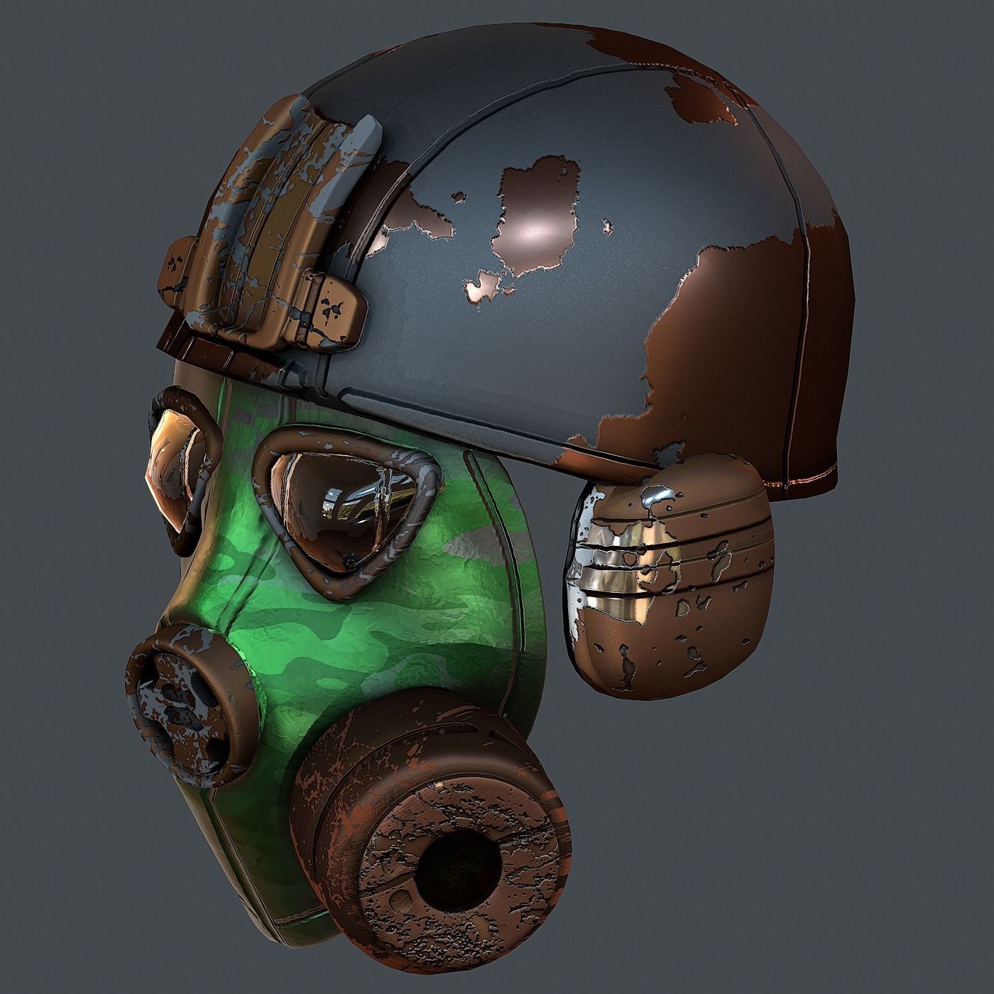 Gas mask helmet 3d model scifi Low-poly Low-poly 3D model_6