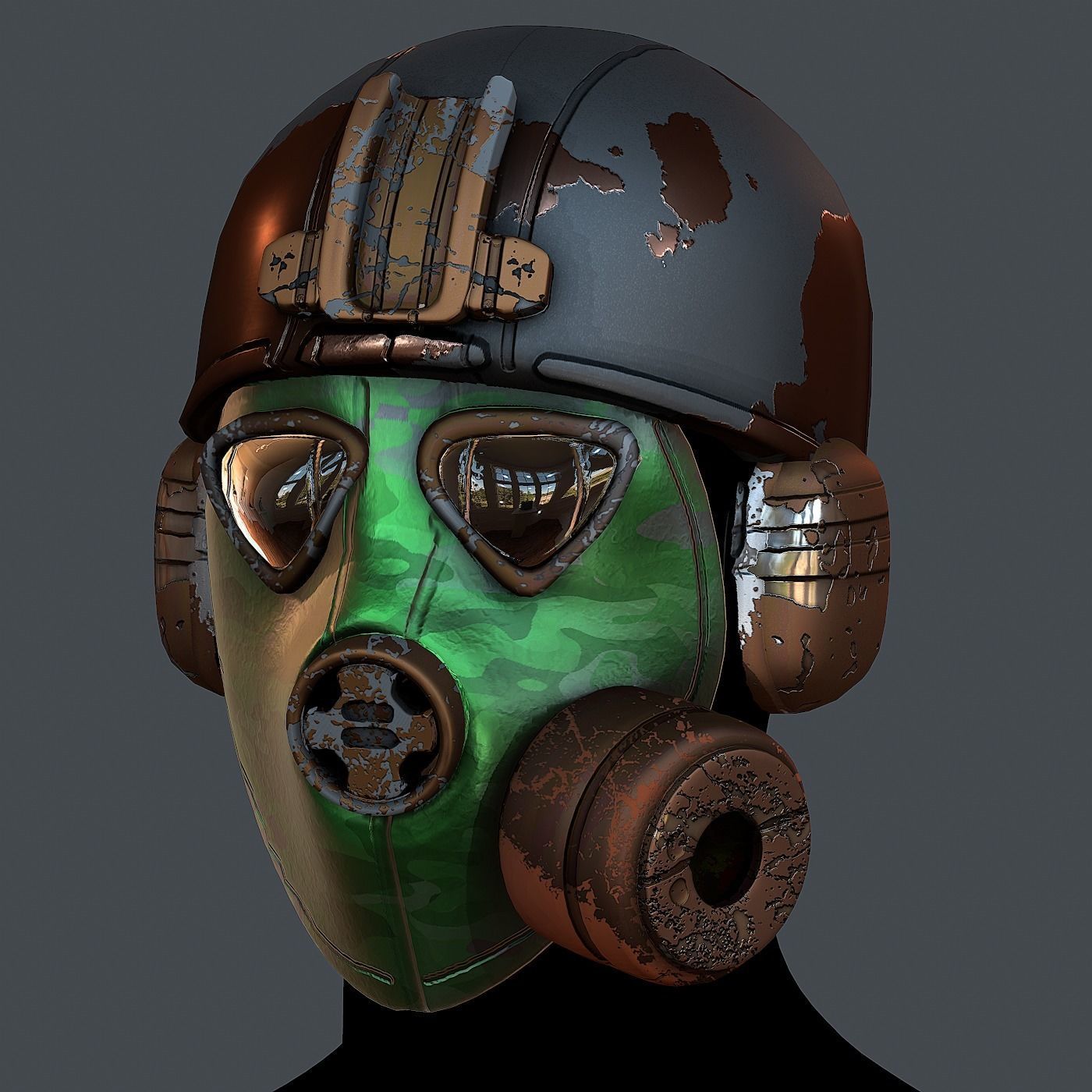 Gas mask helmet 3d model scifi Low-poly Low-poly 3D model_2