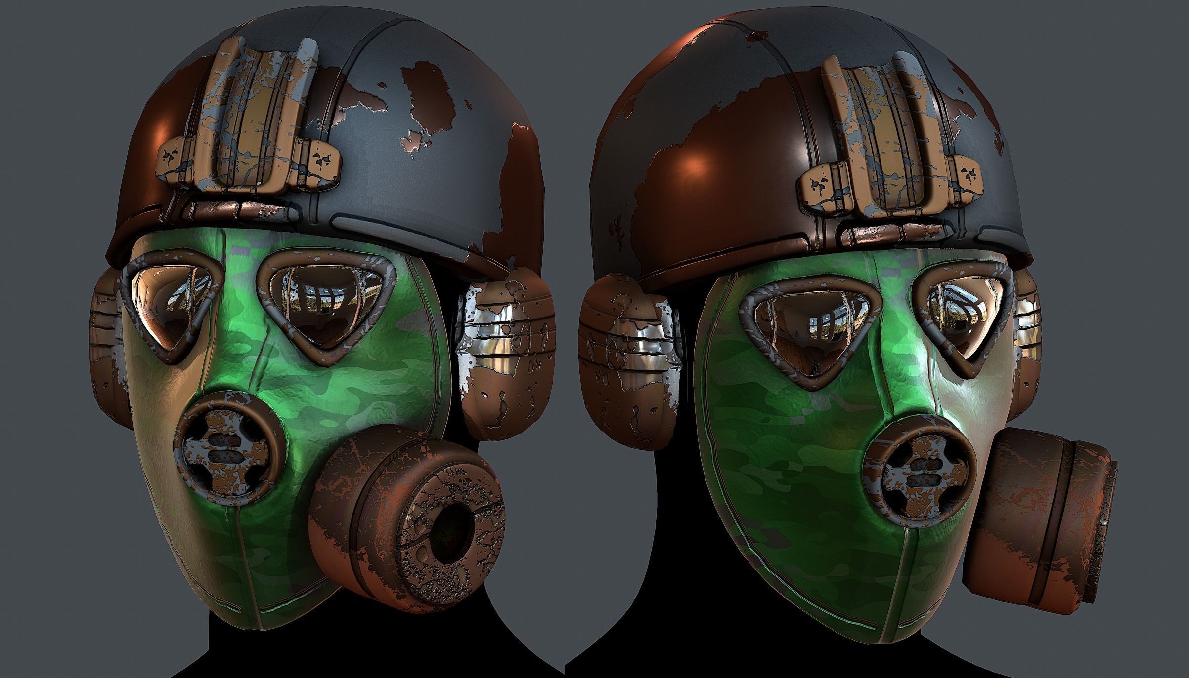 Gas mask helmet 3d model scifi Low-poly Low-poly 3D model_1