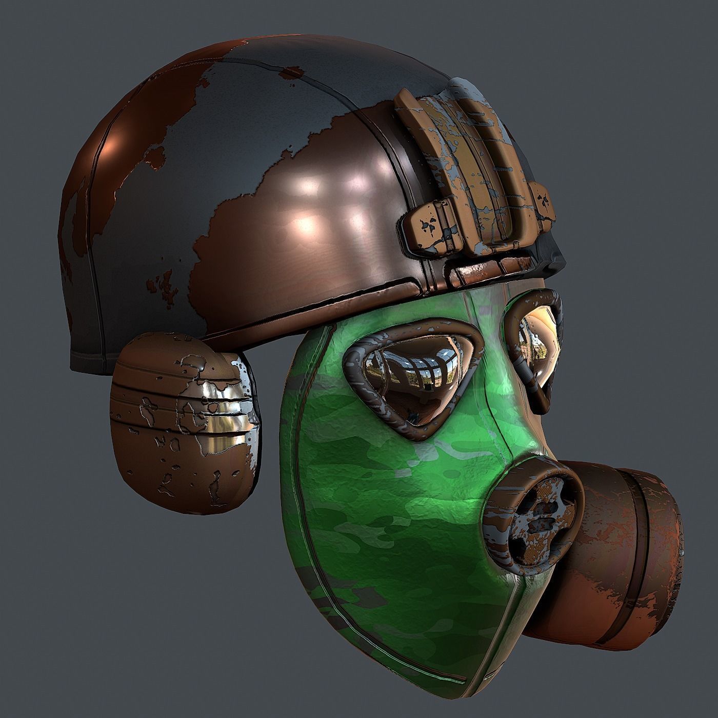 Gas mask helmet 3d model scifi Low-poly Low-poly 3D model_3