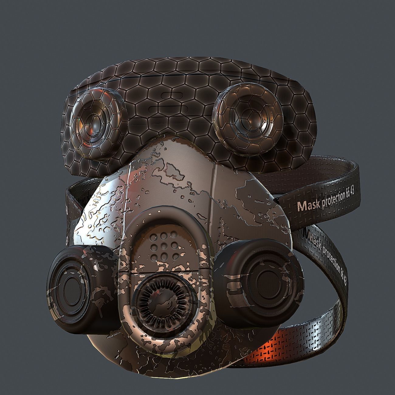 Gas mask helmet 3d model scifi Low-poly Low-poly 3D model_3