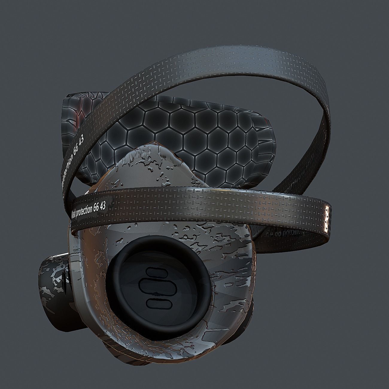 Gas mask helmet 3d model scifi Low-poly Low-poly 3D model_5