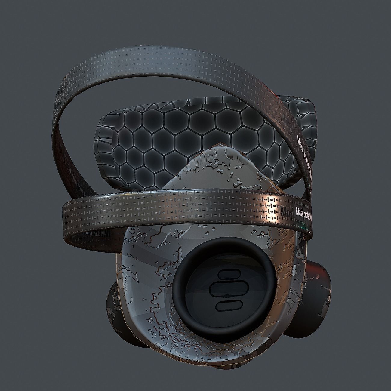 Gas mask helmet 3d model scifi Low-poly Low-poly 3D model_6