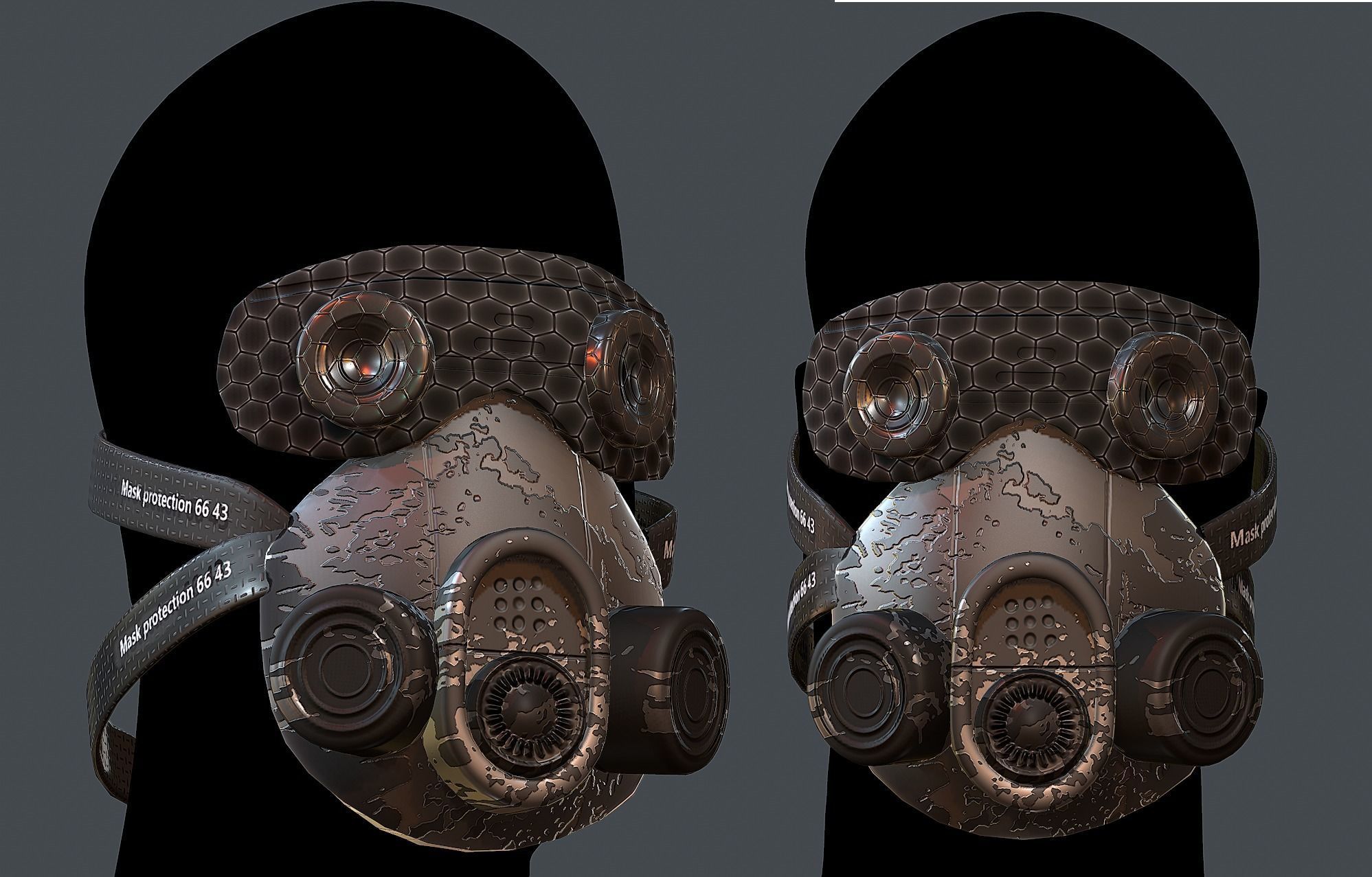 Gas mask helmet 3d model scifi Low-poly Low-poly 3D model_1