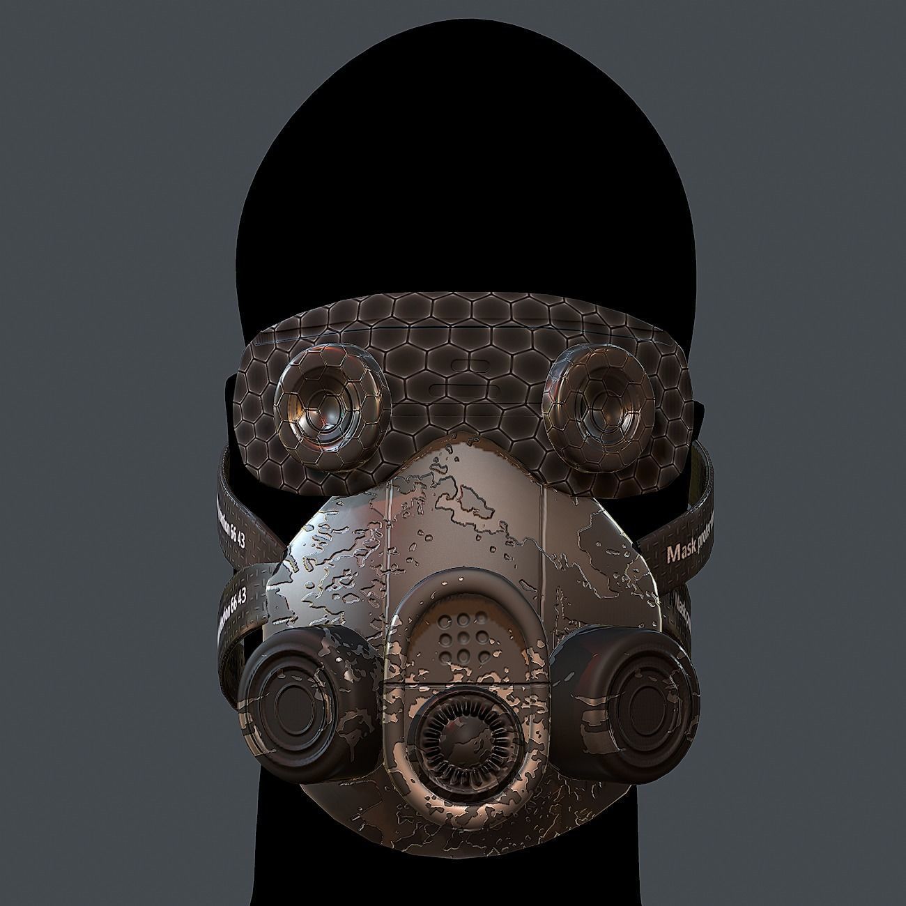 Gas mask helmet 3d model scifi Low-poly Low-poly 3D model_2