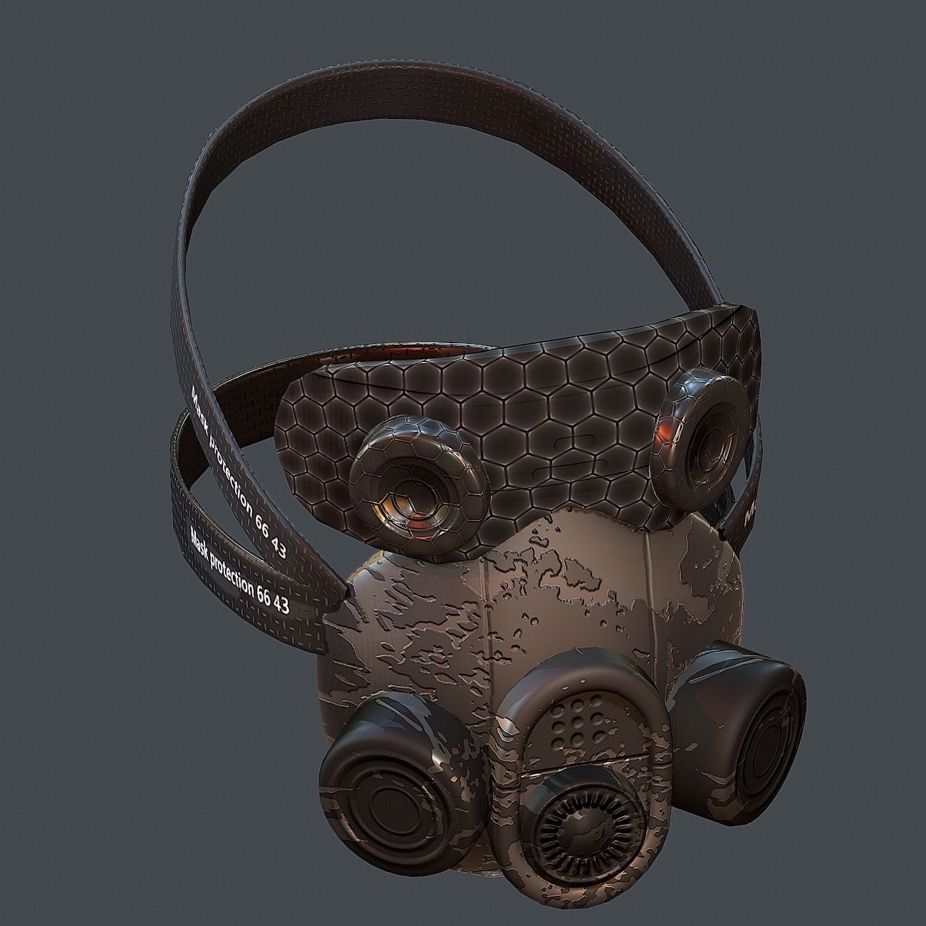 Gas mask helmet 3d model scifi Low-poly Low-poly 3D model_8