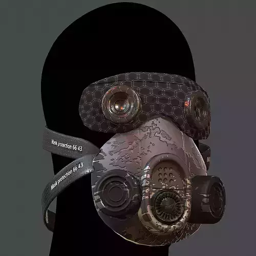 Gas mask helmet 3d model scifi Low-poly 