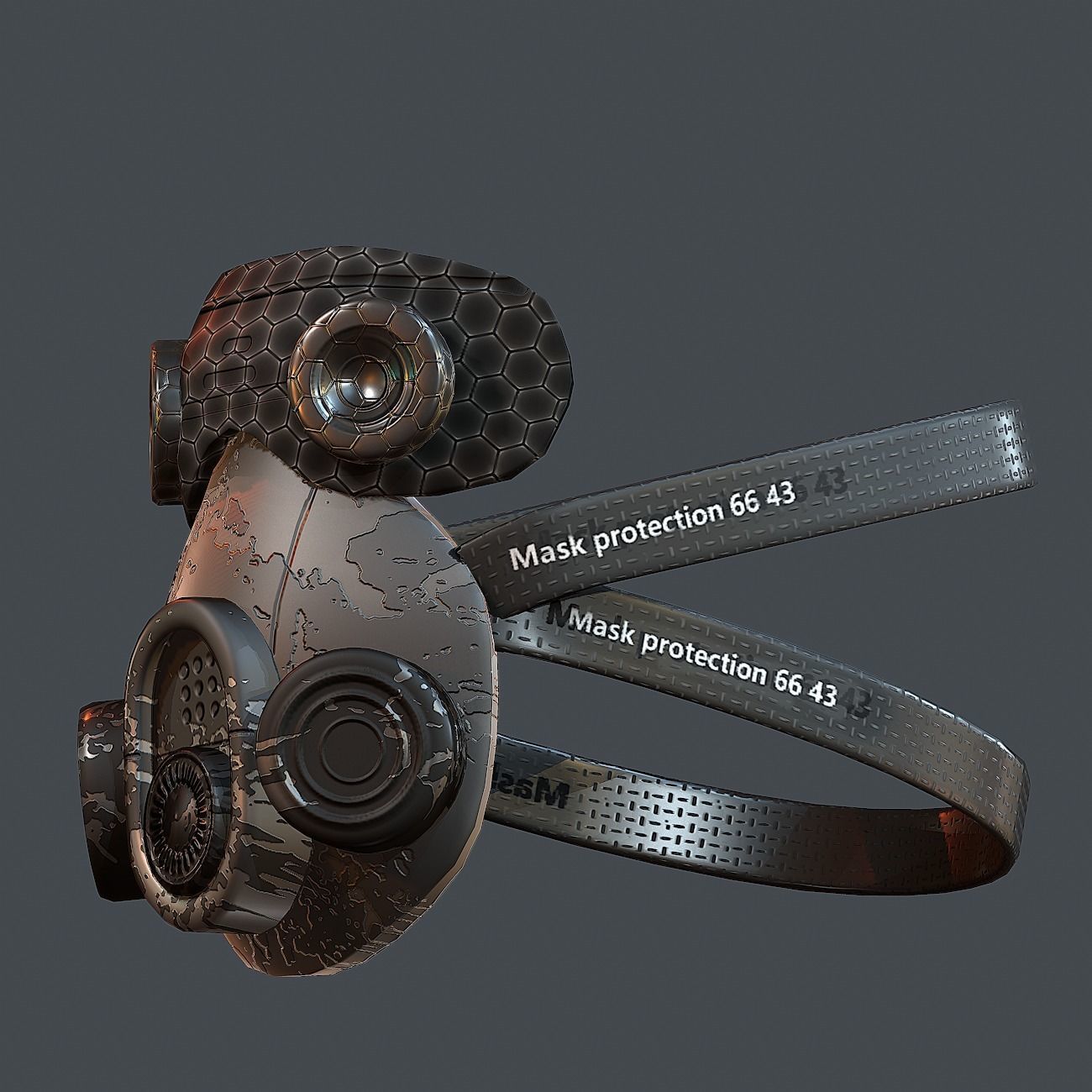 Gas mask helmet 3d model scifi Low-poly Low-poly 3D model_4