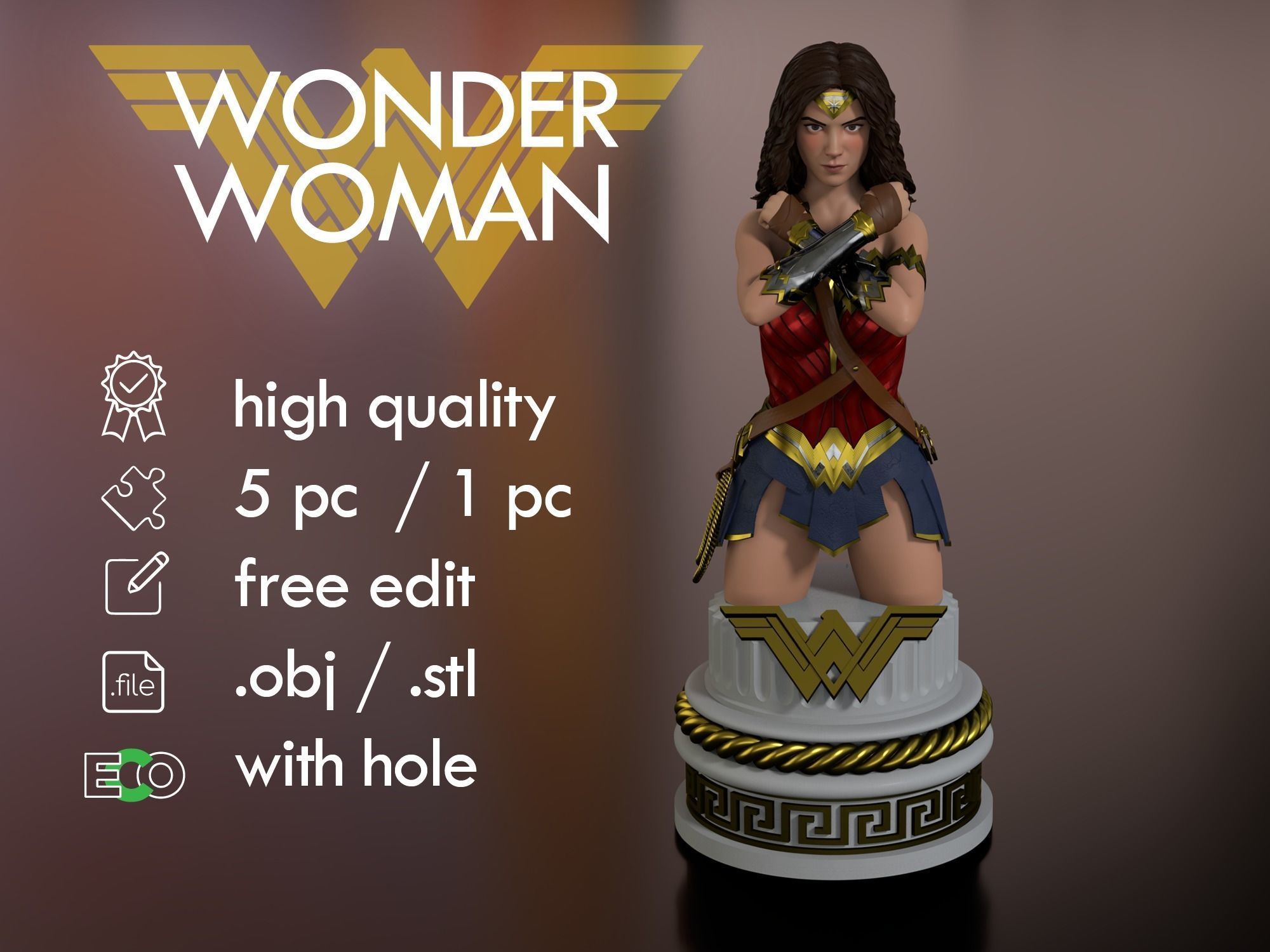 Wonder Woman Bust Torso Half body 3D print model_15