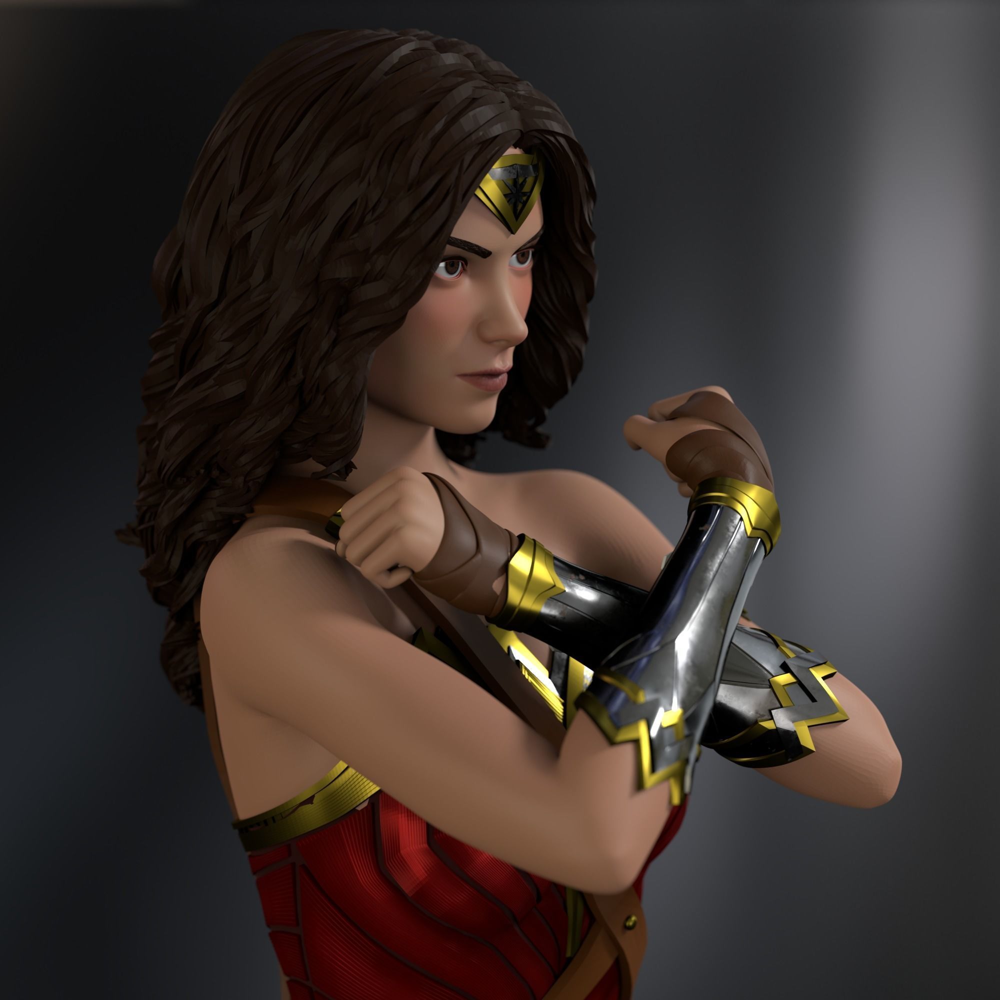 Wonder Woman Bust Torso Half body 3D print model_16