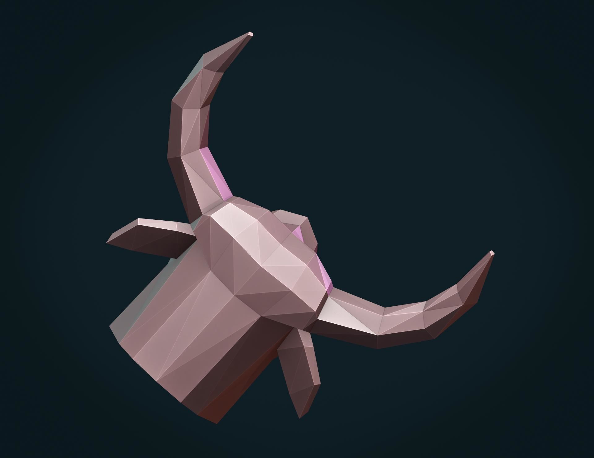Bull  Head low Poly 3D print model_8