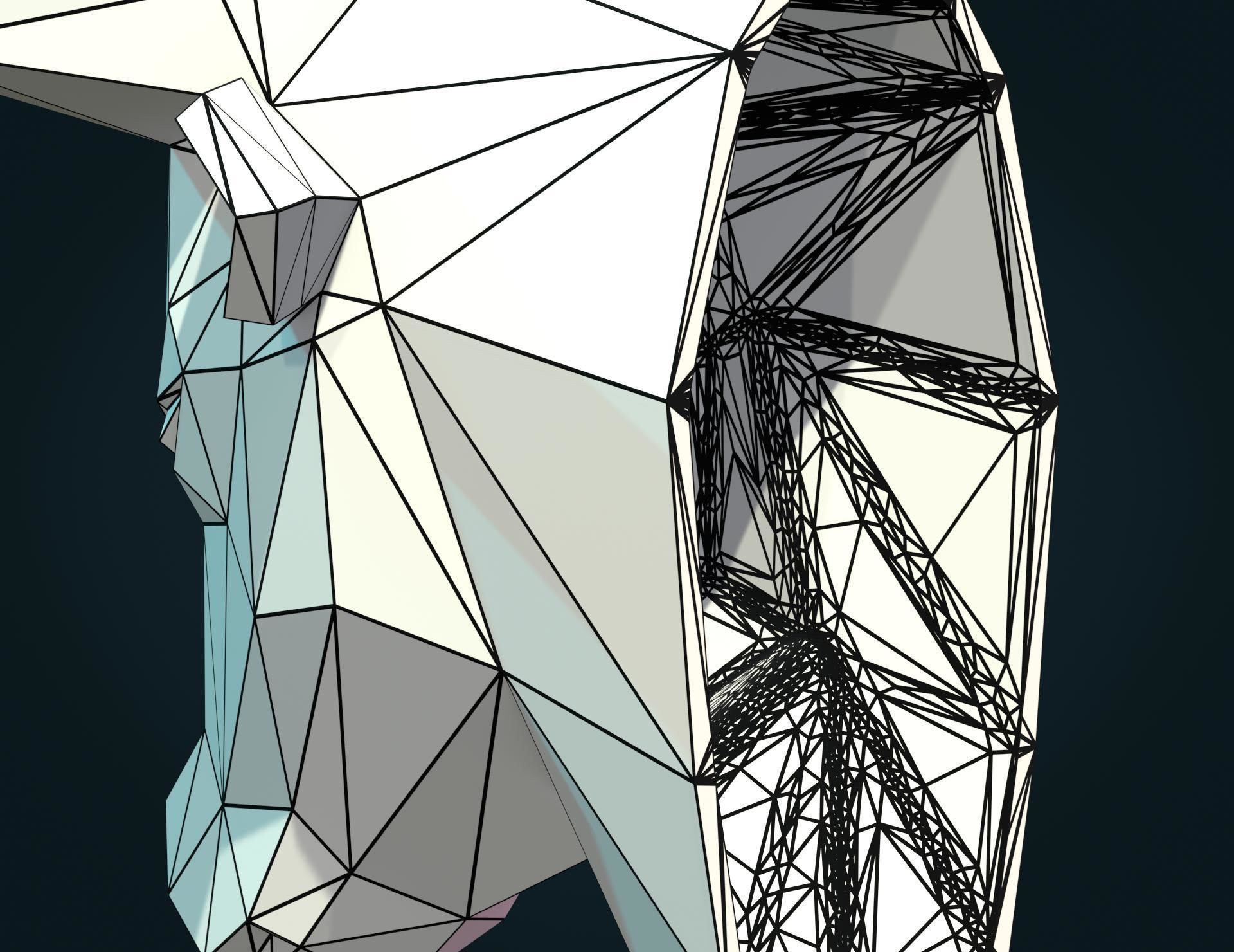 Bull  Head low Poly 3D print model_15