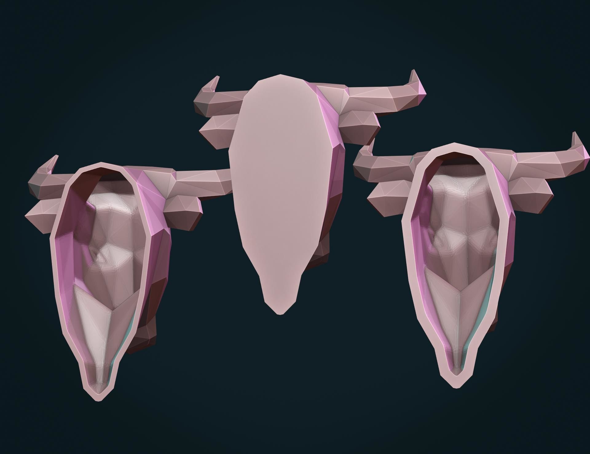 Bull  Head low Poly 3D print model_10