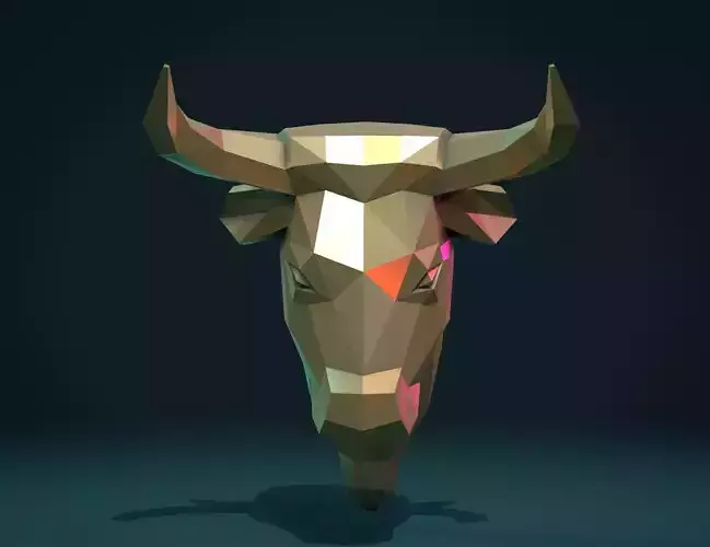 Bull  Head low Poly 3D print model