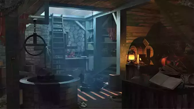 Game interior  Low-poly 3D model