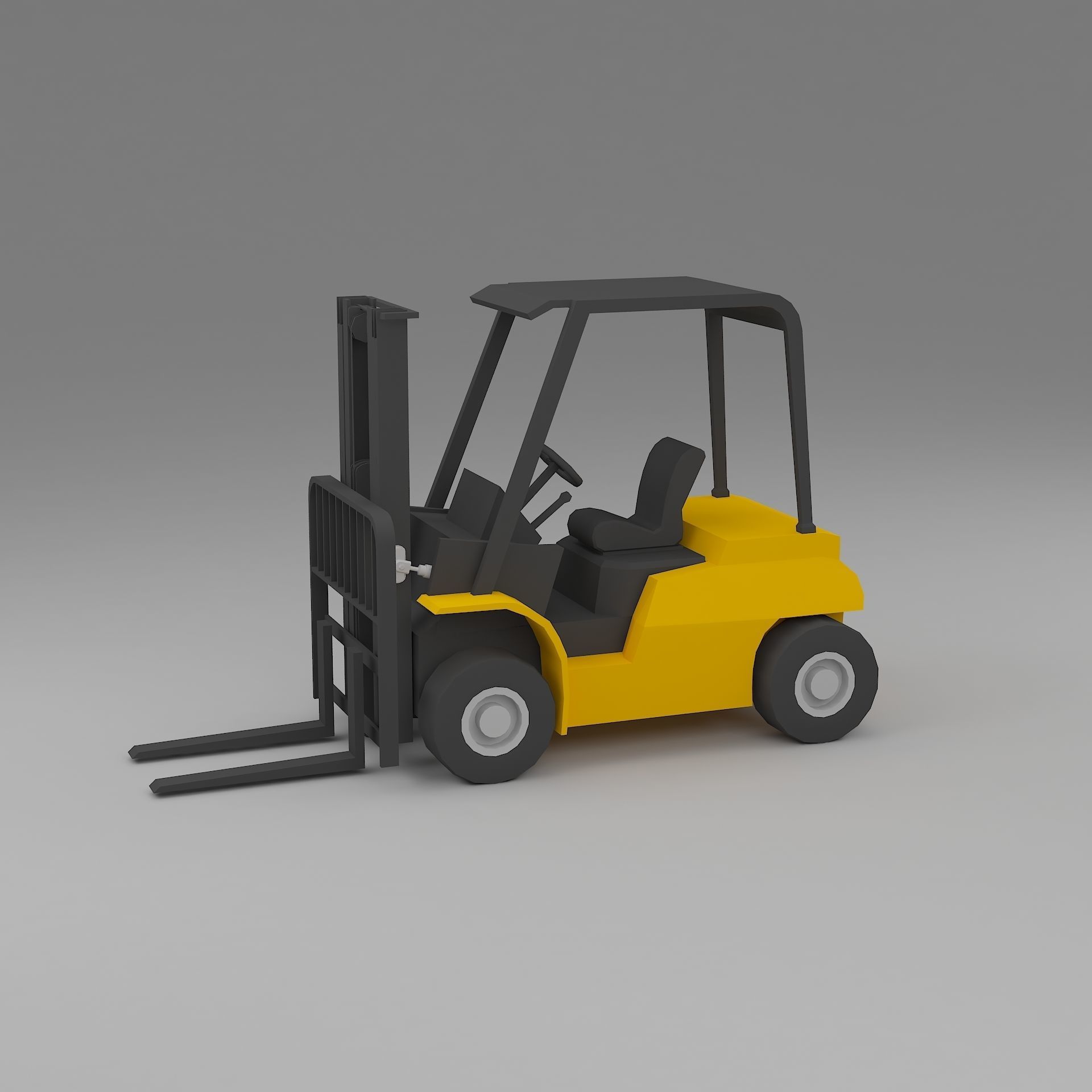 forklift low poly truck Low-poly 3D model_2