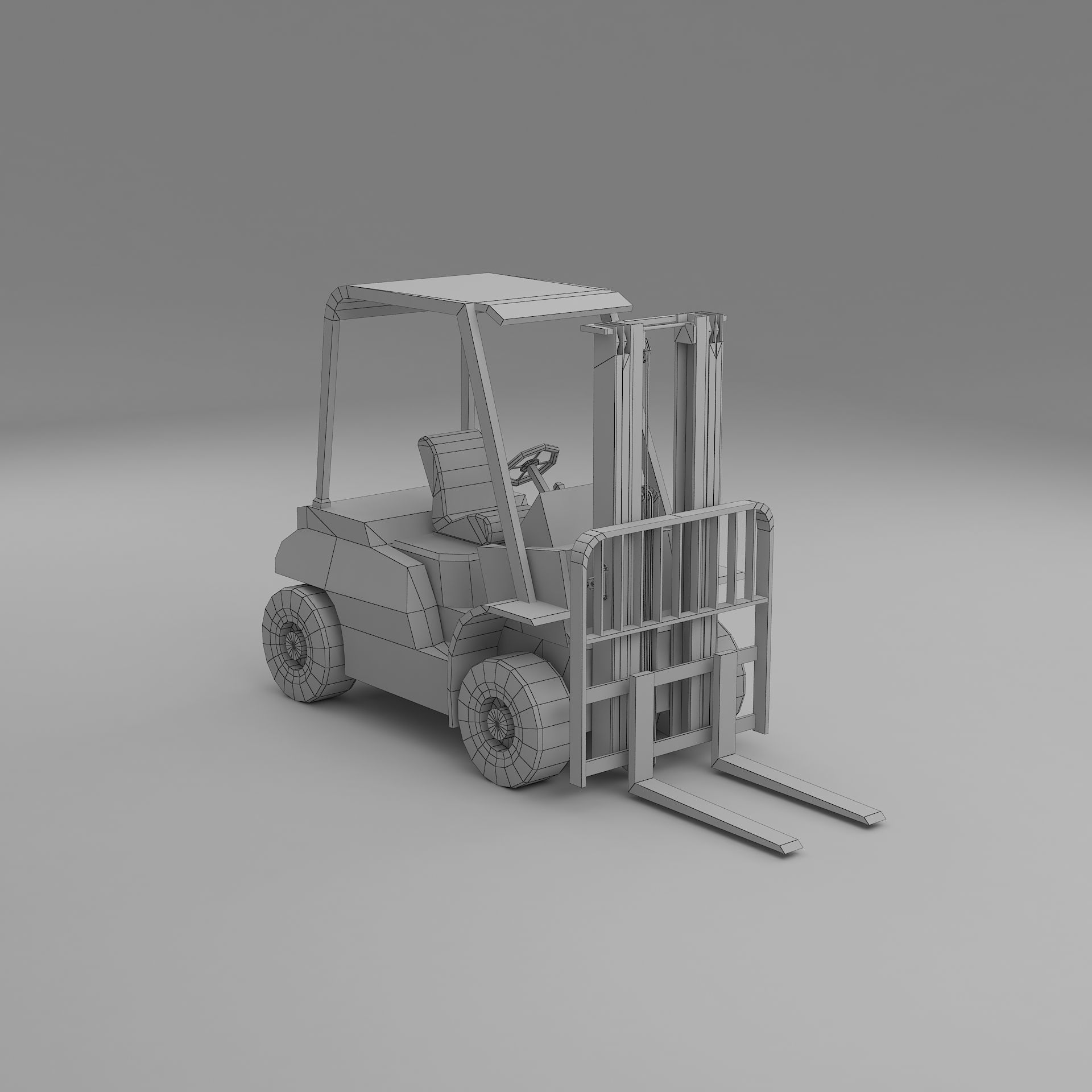 forklift low poly truck Low-poly 3D model_5