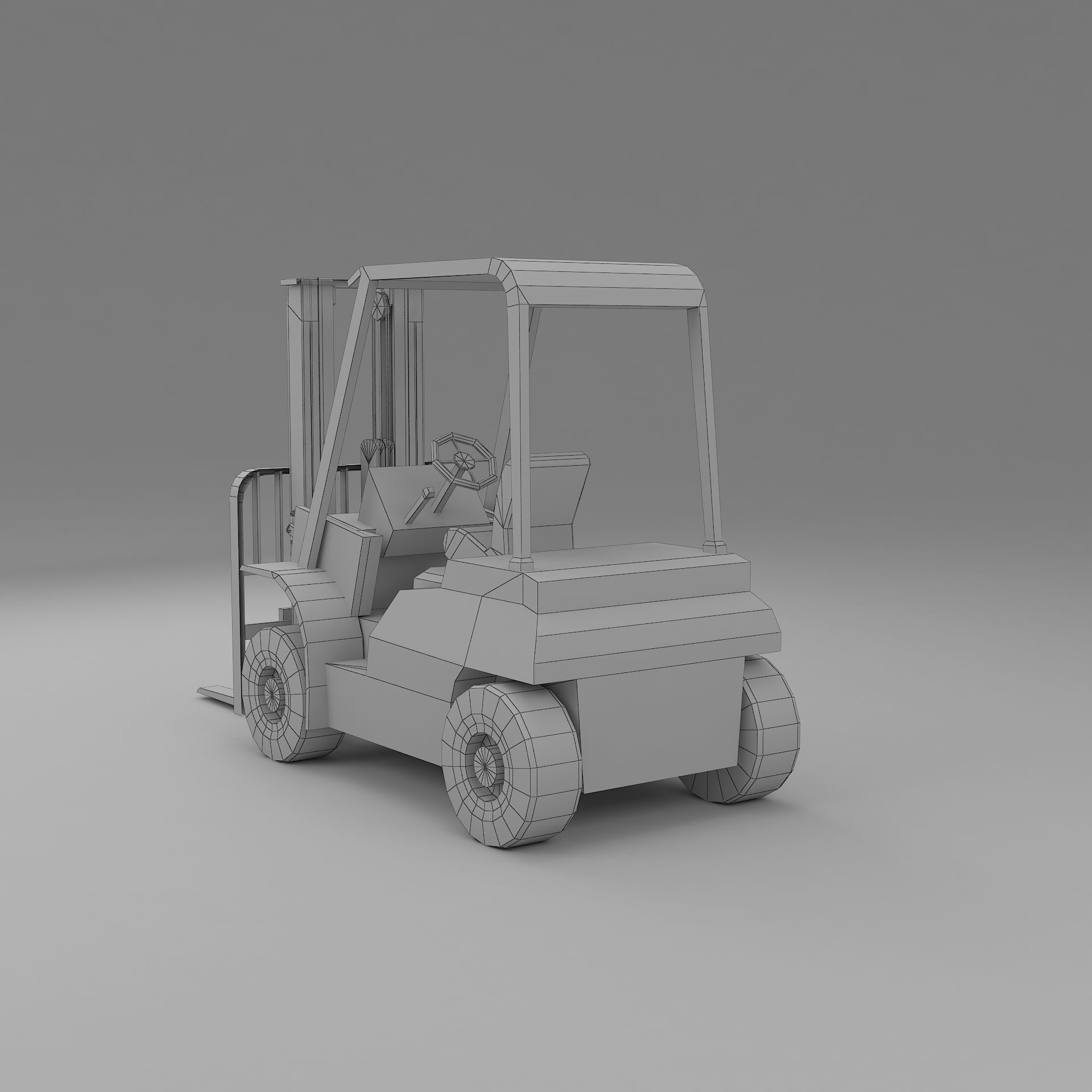 forklift low poly truck Low-poly 3D model_9