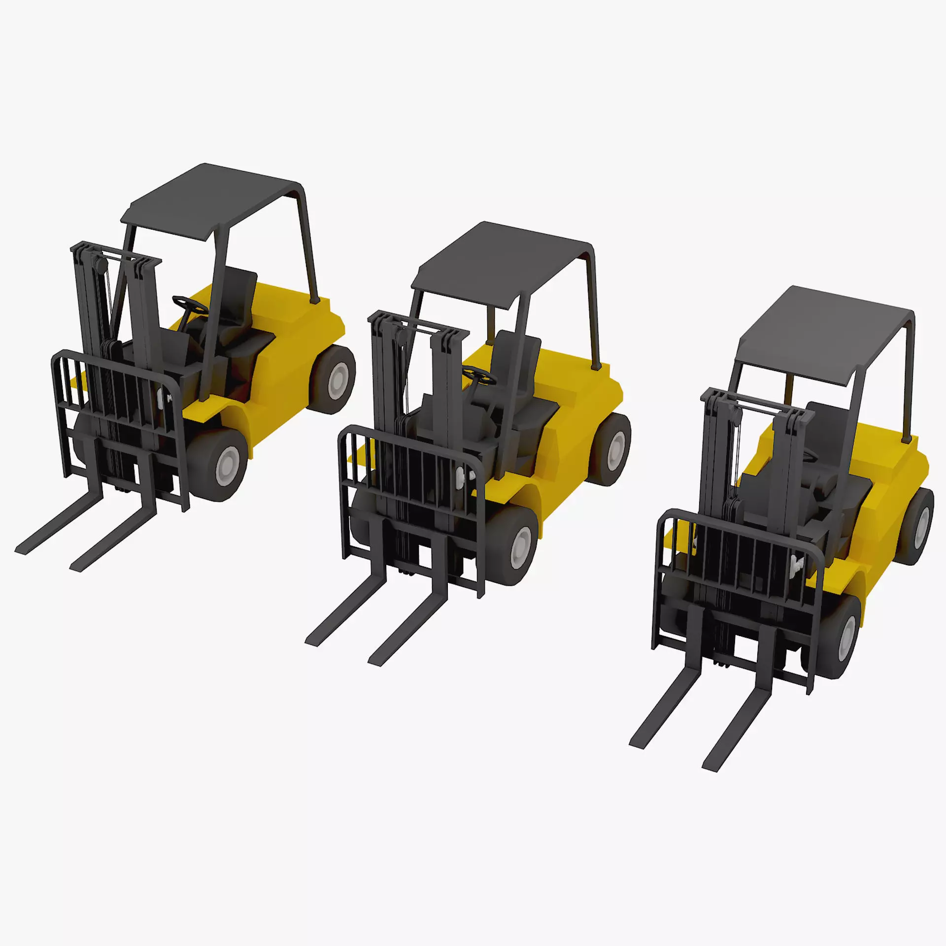 forklift low poly truck Low-poly 3D model_0