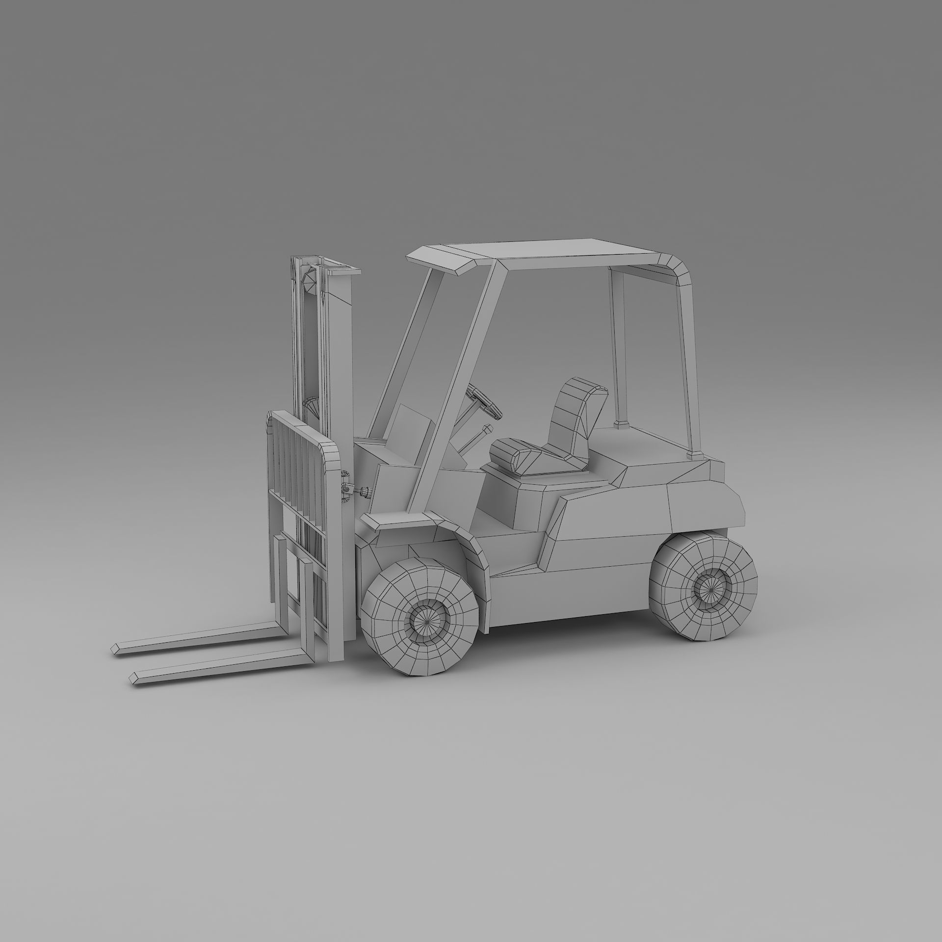 forklift low poly truck Low-poly 3D model_3
