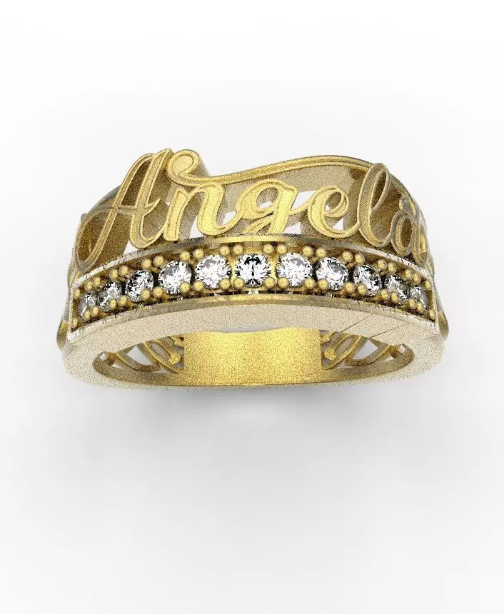 Angela name ring 3D print model