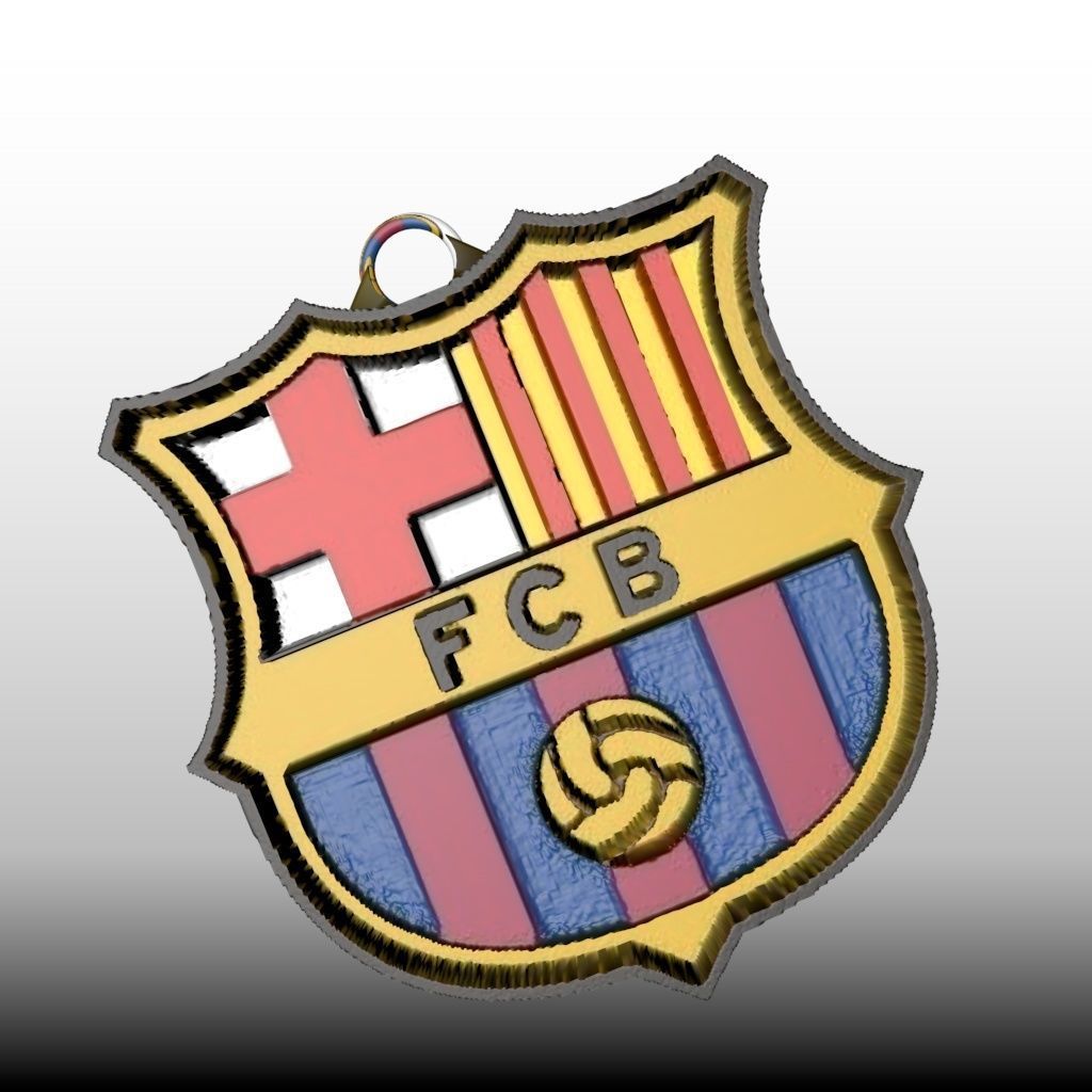 FC barcelona keychain 3D print model_4
