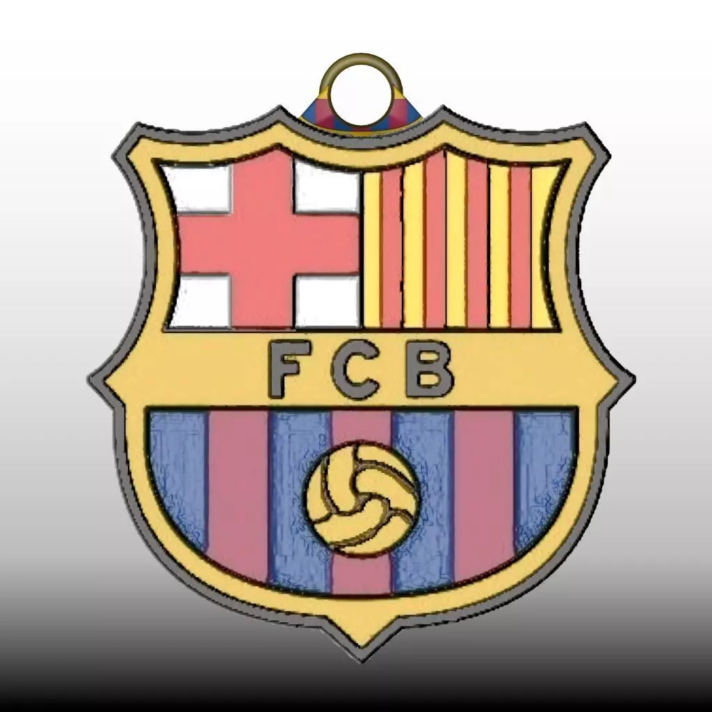 FC barcelona keychain 3D print model_0