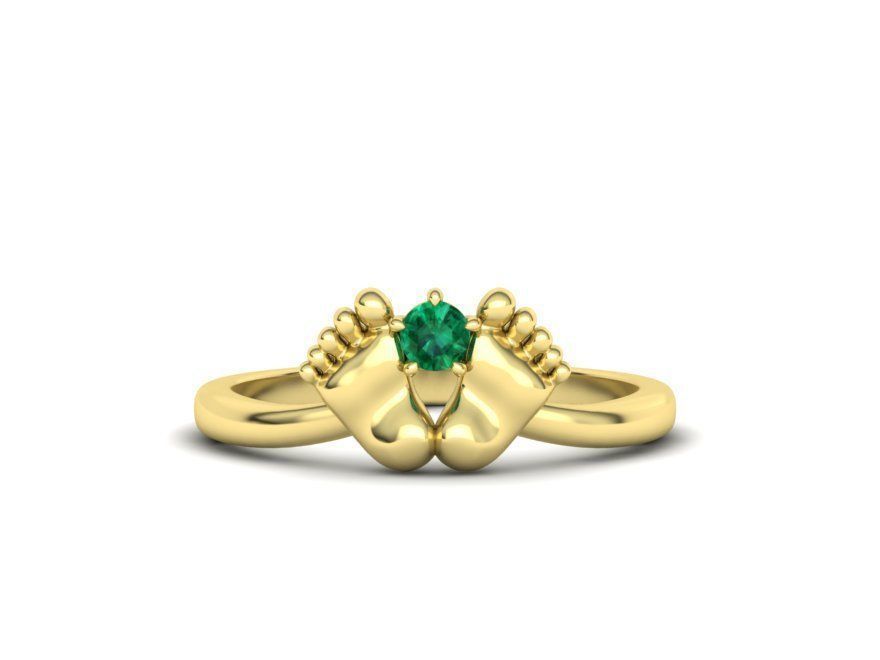 Baby Foot Ring Newborn Ring Birthstone 3dmodel 3D print model_14