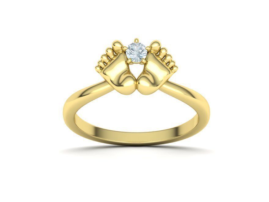 Baby Foot Ring Newborn Ring Birthstone 3dmodel 3D print model_6