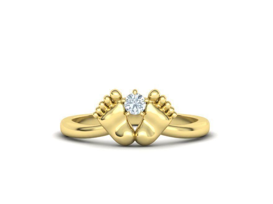 Baby Foot Ring Newborn Ring Birthstone 3dmodel 3D print model_15