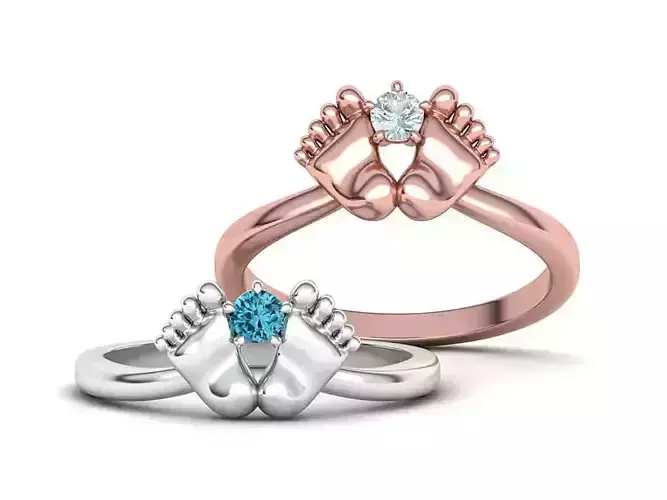 Baby Foot Ring Newborn Ring Birthstone 3dmodel 3D print model
